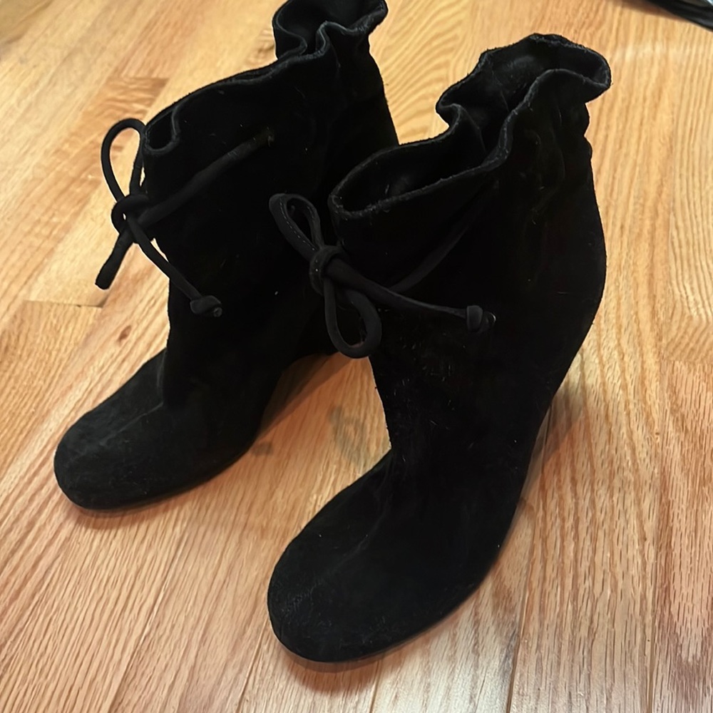 Kate Spade black suede short boots